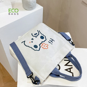 Custom Logo Eco-Friendly Reusable Cotton Canvas <b>Tote</b> Shopping <b>Bag</b> Fashion Style Letter Pattern <b>Zipper</b> Closure for Gift Promotion - Product Image 4