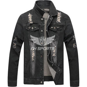 High Quality Vintage Jean Jacket for Men Distressed Slim Fit Denim Coat <b>Stand</b> Fashionable Winter Windbreaker Streetwear Ripped - Product Image 1