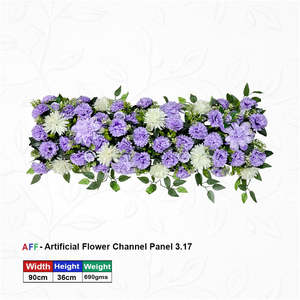 Panel de Flores Artificiales Enchanted Lavender & Frost Garden Channel, con Dalias Moradas Intensas y Crisantemos Color Marfil, 90 cm - Product Image 1