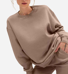 Conjunto de sudadera y Pantalón liso para mujer al por mayor, chándal cálido de invierno, atuendo informal de dos piezas, logotipo personalizado, suministro de fábrica OEM - Product Image 5