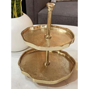 Soporte de Pastel de Metal de 2 Niveles Decorativo de Última Moda con Asa Dorada, Plato Redondo Negro para Exhibición de Postres, Elegante Soporte para Cupcakes - Product Image 6