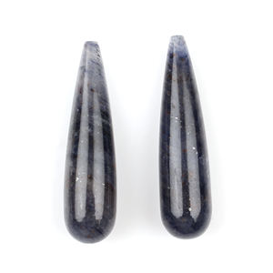 Pierre précieuse de haute qualité, quartz bleu naturel, 9x30 mm, lisse, briolette, poli, longue goutte, paire, fabrication de bijoux, pierres précieuses - Product Image 6