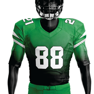 Uniforme de football américain personnalisé sublimé pour hommes vert noir attirail sergé équipement d'équipe 100% polyester maillot court pantalon tenue - Product Image 2