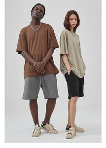 Logotipo personalizado 100% algodón 220gsm de punto Impresión digital Peso pesado Camisetas de manga regular de gran tamaño para hombres - Product Image 3