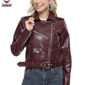 Chaqueta de Cuero Genuino de Piel de Oveja para Mujer, Elegante y de Alta Calidad, Corte Ajustado, Impermeable, Ecológica, Teñida en Color Liso, para Invierno - Product Image 3