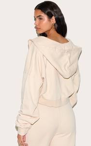 Wholesale Custom Tall Stone Drop Shoulder Women's <b>Cropped</b> Boxy <b>Hoodie</b> Anti-Wrinkle And Breathable Hoodies Women <b>Zip</b> <b>Up</b> <b>Hoodie</b> - Product Image 6