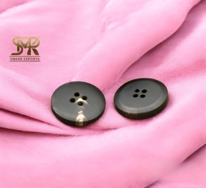 Botones de Cuerno de Búfalo Negro de Lujo, Decoración de Malla, 4 Agujeros, Pulido, Lavable, para Vestidos, Camisas Casuales, Elegantes, Duraderas - Product Image 1