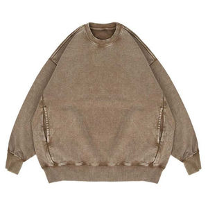 Sweat-shirts pour hommes 100% Coton, col rond, vintage, délavé à l'acide, anti-rétrécissement, à boutons, couleur unie, personnalisables, économique, 380 GSM, Pakistan 2025 - Product Image 1