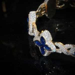 สร้อยข้อมือเงินแท้ 925 ลายโคลเวอร์สี่แฉก ประดับมอสซาไนต์ทรงมาร์ควิสหลากสี สำหรับผู้ชาย/ผู้หญิง ของขวัญ - Product Image 5