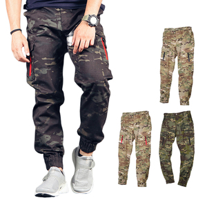 Pantalon cargo décontracté taille haute pour hommes pour l'été Pantalon de jogging léger à cordon avec plusieurs poches Jean anti-rides - Product Image 1