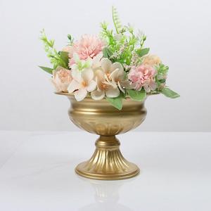 Vase sur pied en fer doré élégant, moderne, résistant à la rouille, décoration de table professionnelle pour mariage et événements, centre de table, bol à fleurs - Product Image 2