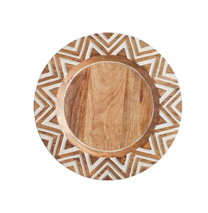 Plaque de chargeur ronde en bois de qualité supérieure naturelle et plaque de chargeur d'hôtels de mariage et d'événements vente chaude - Product Image 1