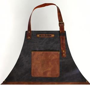 Delantal sin mangas de cuero multibolsillo desgastado para chefs y varios entornos de trabajo - Product Image 4