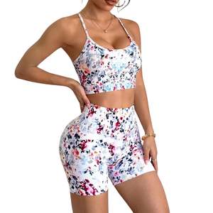 Custom Wholesale Womens Gym Fitness <b>Short</b> <b>Set</b> High Quality Sublimation Yoga Pants & <b>Sports</b> <b>Bra</b> Activewear <b>Set</b> - Product Image 1