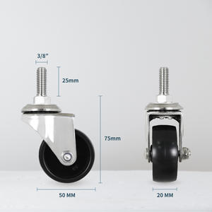 Roulettes pivotantes en acier inoxydable de 2 pouces avec tige filetée en PP de 3/8 pouces - Product Image 2