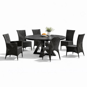 <span class=keywords><strong>Mesa</strong></span> de comedor <span class=keywords><strong>y</strong></span> <span class=keywords><strong>sillas</strong></span> de jardín de ratán reclinable de lujo para hoteles, restaurantes, villas, muebles duraderos - Product Image 4