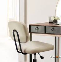 Chaise de bureau pivotante sans accoudoirs en cuir PU, chaise de maquillage avec support lombaire, chaise d'ordinateur réglable en hauteur