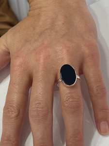 Silver Oval Onyx <b>Ring</b> <b>for</b> Women Minimalist Handmade 925k Sterling Silver with Platinum Plating Natural <b>Black</b> Onyx <b>Ring</b> - Product Image 5