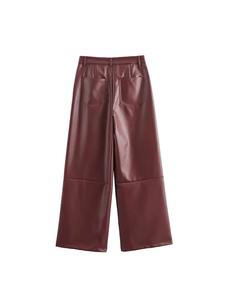 Cuir véritable Automne Hiver Casual Femmes Pantalon Poches Fermetures Éclair Lâche Jambe Droite Pantalon Nouvelle Mode Streetwear Pantalon En Cuir - Product Image 6