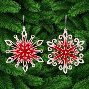 Décoration de Noël et du Nouvel An Winter Wonderland, film de peinture bleu clair mat, paillettes blanches irisées, ornement flocon de neige 2D en acrylique - Product Image 5