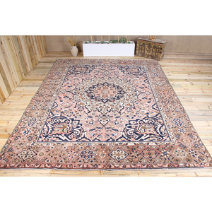 พรมวินเทจตุรกี ขนาดใหญ่พิเศษ 9.7x12.1 ฟุต (295x368 ซม.) พรมลายดอกไม้สีชมพู ทำจากขนสัตว์ - Product Image 1