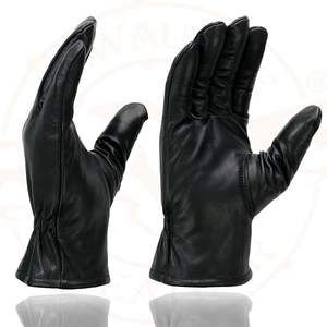 Gants tactiques thermiques en cuir de chèvre véritable pour hommes, pour la conduite automobile, les activités de plein air et le cyclisme - Style décontracté uni, utilisation quatre saisons - Product Image 6
