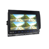 Moniteur Quad IPS 10,1 pouces 800 nit | DVR H.264 à 4 écrans partagés | Prise d'aviation à 4 broches | Système de caméra de recul 1080P pour camion, bus, camping-car