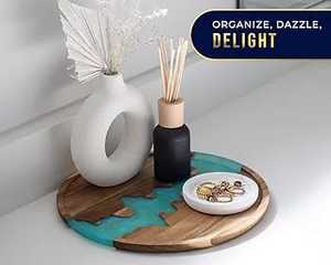 Plateau rectangulaire en résine fait main personnalisé avec poignée pour servir les aliments et les fruits Plateau d'artisanat en époxy - Product Image 3