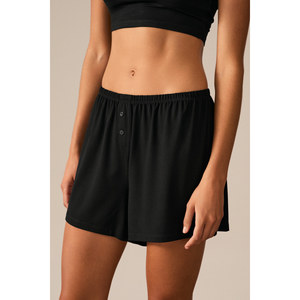 ETHIQUET FEDES Short pour femme en tissu viscose doux et extensible, taille élastiquée, détail bouton décoratif - Product Image 5