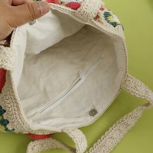 Women's <b>Sweet</b> Camellia Series Single Shoulder Hand-Woven Bag Handmade Grandmother Large Square for <b>Easter</b> Occasions Artificial - Product Image 4