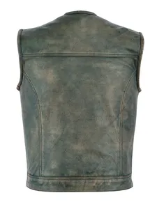 Chaleco de Cuero para Motociclista Estilo Anarquía para Hombre, Color Marrón Desgastado, con Bolsillos para Pistola, Personalizado, Vintage, de Alta Calidad, Transpirable para Invierno, para Exteriores - Product Image 6