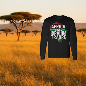 Maglietta a Maniche Lunghe Africa Loves Traore Burkina Faso, Abbigliamento Promozionale Ibrahim Traor - Product Image 3