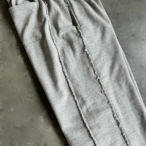 Custom Streetwear for Hem Striped Heavy French Terry Cotton High Waist Distressed Wide Leg Baggy Men's Sweatpants High Quality - Product Image 5