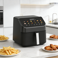 Friteuse à air réglable à panier unique 60-200°C, moderne, en acier inoxydable, carrée, avec écran tactile numérique, cuisson rapide électrique