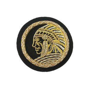 Badge de conception de tête brillante, fournisseur en gros, meilleure qualité, badge brodé à la main en fil de bullion - Product Image 6