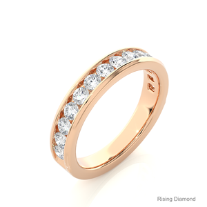 0,92 CTW corte redondo laboratorio cultivado diamante media eternidad conjunto CVD boda banda oro rosa aniversario regalo anillos - Product Image 3