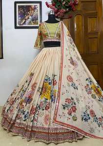 Estilo indio nuevo diseñador Lehenga Choli con blusa India señoras usan niñas bordado trabajo Lehenga Choli blusa y Dupatta - Product Image 4