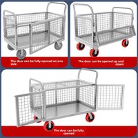 Chariot de transport industriel en métal pliable et détachable, à roulettes silencieuses, petit, capacité 150 kg, avec barrière de sécurité, pour le transport de marchandises et le marché