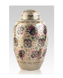 URNA DE CREMACIÓN DE DISEÑO FLORAL URNA DE LATÓN PARA ADULTOS MULTICOLOR para CENIZAS - Product Image 1