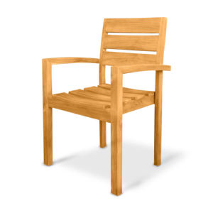 Sillón apilable de madera de teca para exteriores, color natural. - Product Image 3
