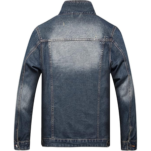 แจ็กเก็ตยีนส์ย้อมสีธรรมดาสำหรับผู้ชายเสื้อแจ็กเก็ตยีนส์มีกระดุมทรงสลิมฟิตสำหรับฤดูหนาวดีไซน์แฟชั่นใหม่ - Product Image 3