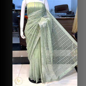 Saree Anarkali à paillettes noires élégantes pour les fêtes de mariage et de cérémonie | Couture personnalisée disponible - Product Image 2