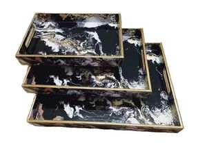 ชุดถาดพิมพ์สติกเกอร์แผ่นเคลือบ MDF งานทำมือ3ชิ้นถาดเสิร์ฟดอกไม้ตกแต่งบ้าน - Product Image 4