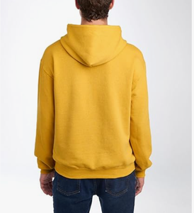 Sweat à capuche de couleur unie décontracté pour hommes, col double couche, respirant, logo personnalisé, vente en gros pour hommes - Product Image 2