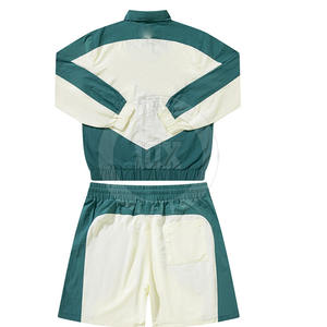 Cortavientos de nailon personalizado ligero e impermeable de alta calidad, conjunto corto con cierre de cremallera, conjuntos para correr para hombres - Product Image 2