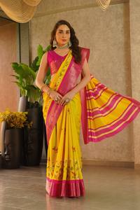 Sari de algodón viscosa mejor calidad Sari 6 metros precio de fabricación - Product Image 3