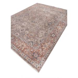 พรมขนสัตว์ถักมือ Erbe สีเบจ-น้ำตาล ลายเหรียญตราแบบนามธรรม รูปทรงสี่เหลี่ยมผืนผ้า สำหรับบ้าน ห้องนั่งเล่น ทางเดิน-รุ่นสี่เหลี่ยมผืนผ้าขนาด 9x12 - Product Image 2