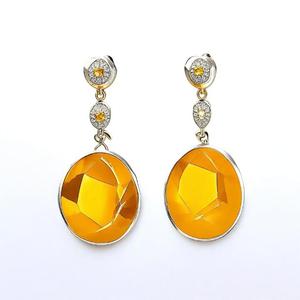 Fashion Party Jewelry Earrings Women Yellow Zirconia 925 <b>Silver</b> Earrings for Women and Girl - Product Image 5