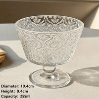 Vente en gros de tasses à dessert en verre modernes, 255 ml, à paroi simple, avec pied, pour la maison
