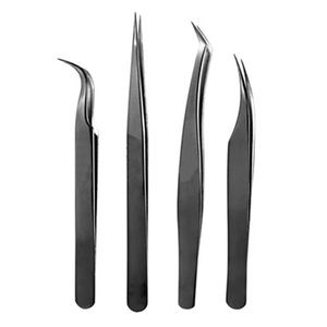 Pince à épiler professionnelle pour cils, pointe incurvée, action de fermeture douce, acier à haute teneur en carbone, anti-magnétique, pour faux cils - Product Image 3